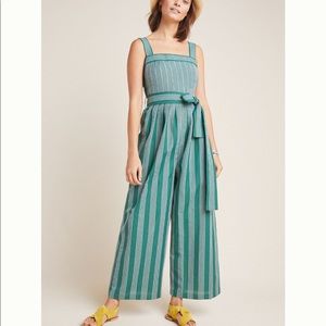 Anthropologie Striped Linen Jumpsuit